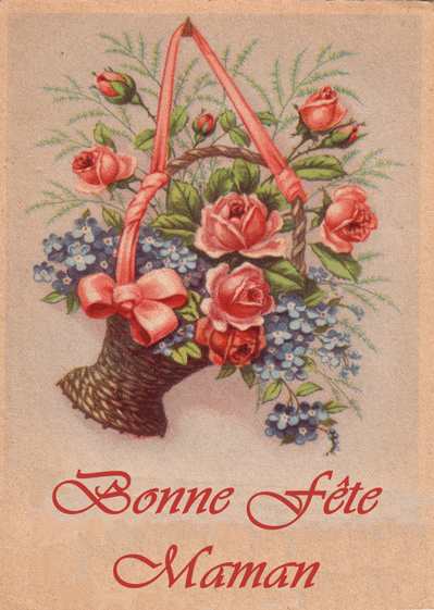 Bouquet de fleurs Bonne Fête Maman carte postale ancienne